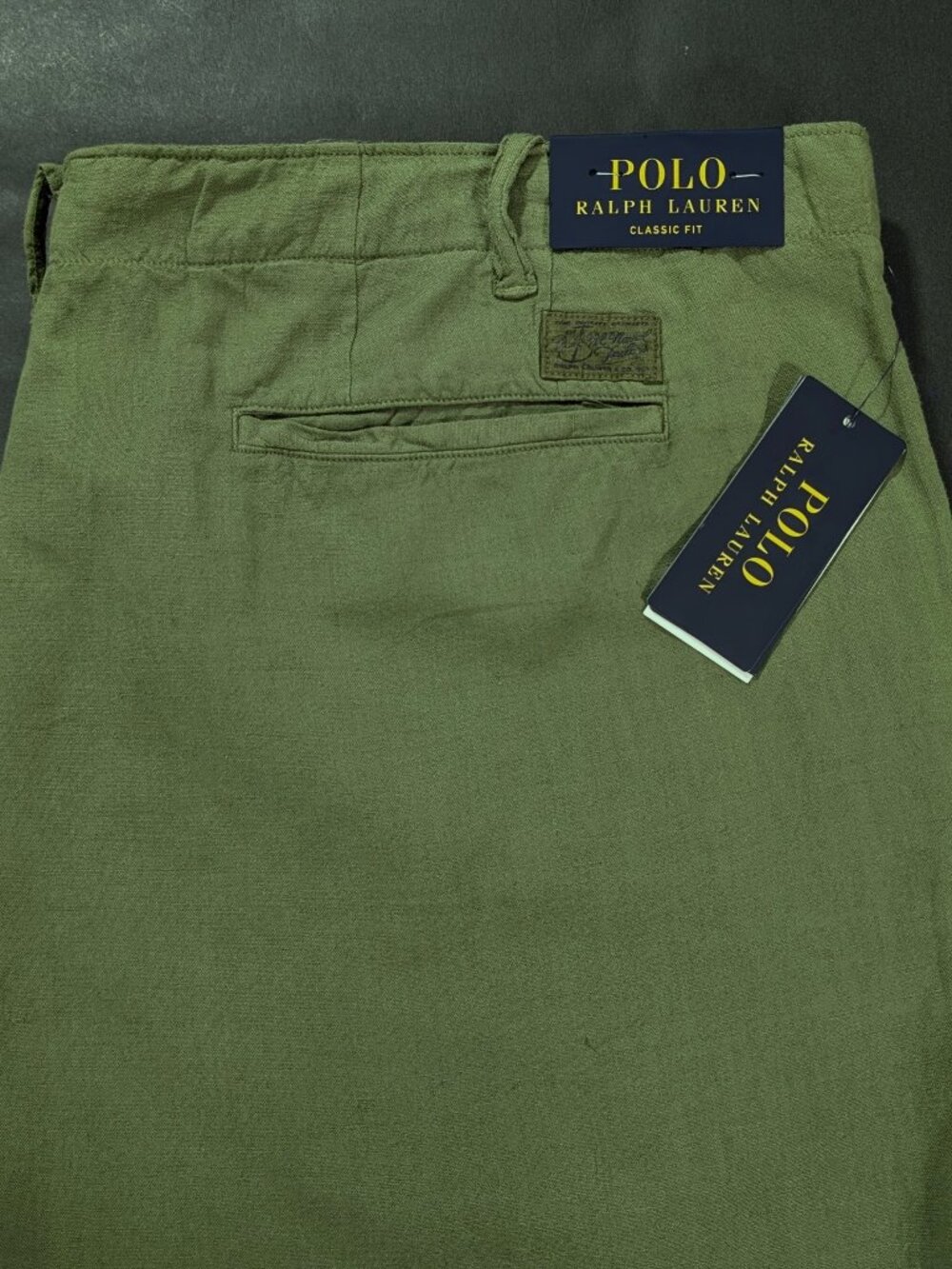 $98 Men's Polo Ralph Lauren Navy Blue Linen Cotton Shorts Size 40 Classic Fit